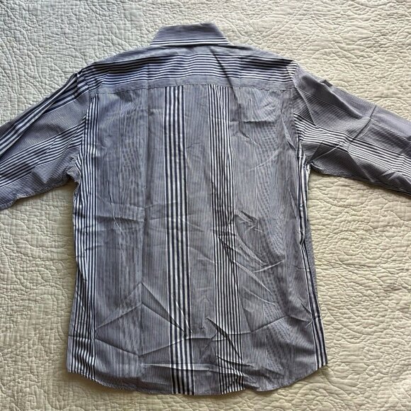 Dolce & Gabbana Men Top Blue Dress Shirt Striped Patterned Button Up Size Medium - Picture 3 of 7